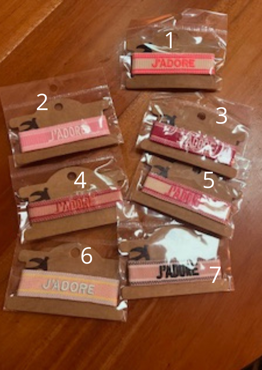 Bracelet en Tissu "J'adore" - Roses
