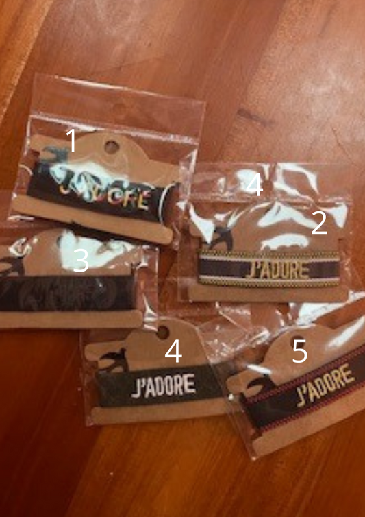 Bracelet en Tissu "J'adore" - Noir