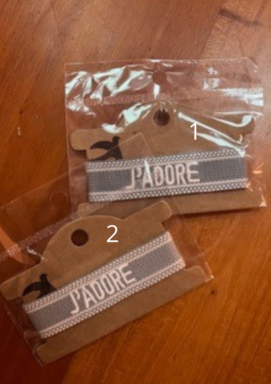 Bracelet en Tissu "J'adore" - Gris