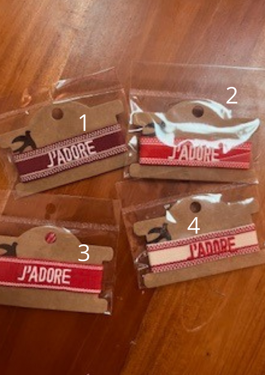 Bracelet en Tissu "J'adore" - Rouge