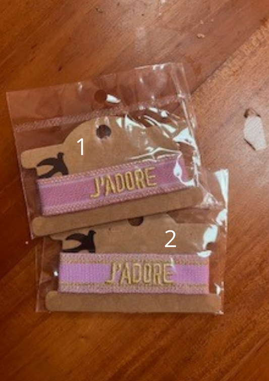 Bracelet en Tissu "J'adore" - Violet