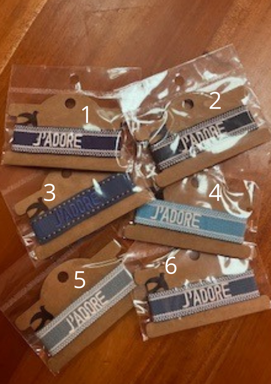 Bracelet en Tissu "J'adore" - Bleu